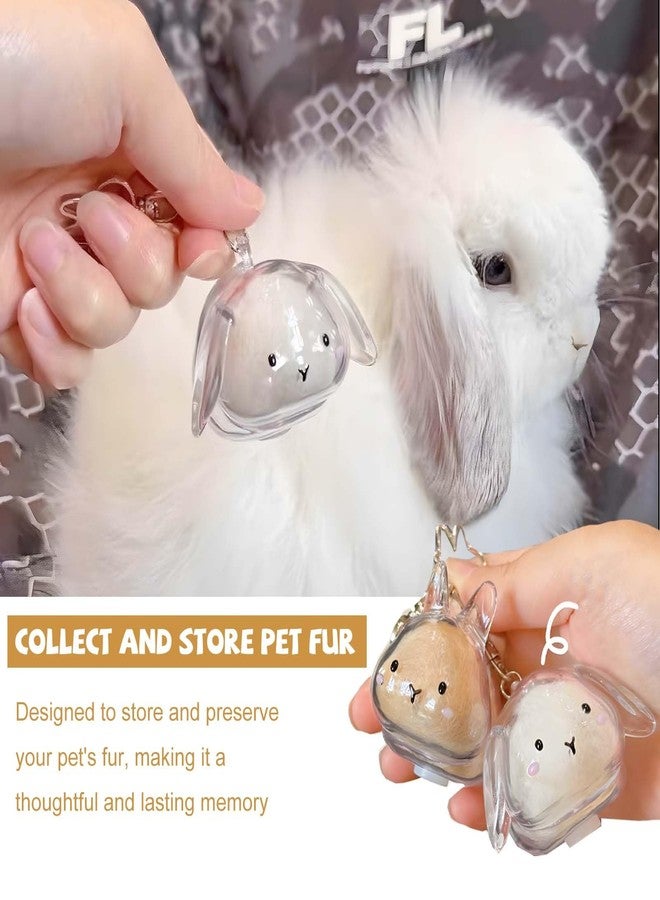 Roioiow 2-Piece Pet Fur Keepsake Keychain - Transparent Bunny-Shaped Charm for Cats Dogs, Memory Capsule Pendant, Pet Loss Memorial Gift and Accessory - Image 2